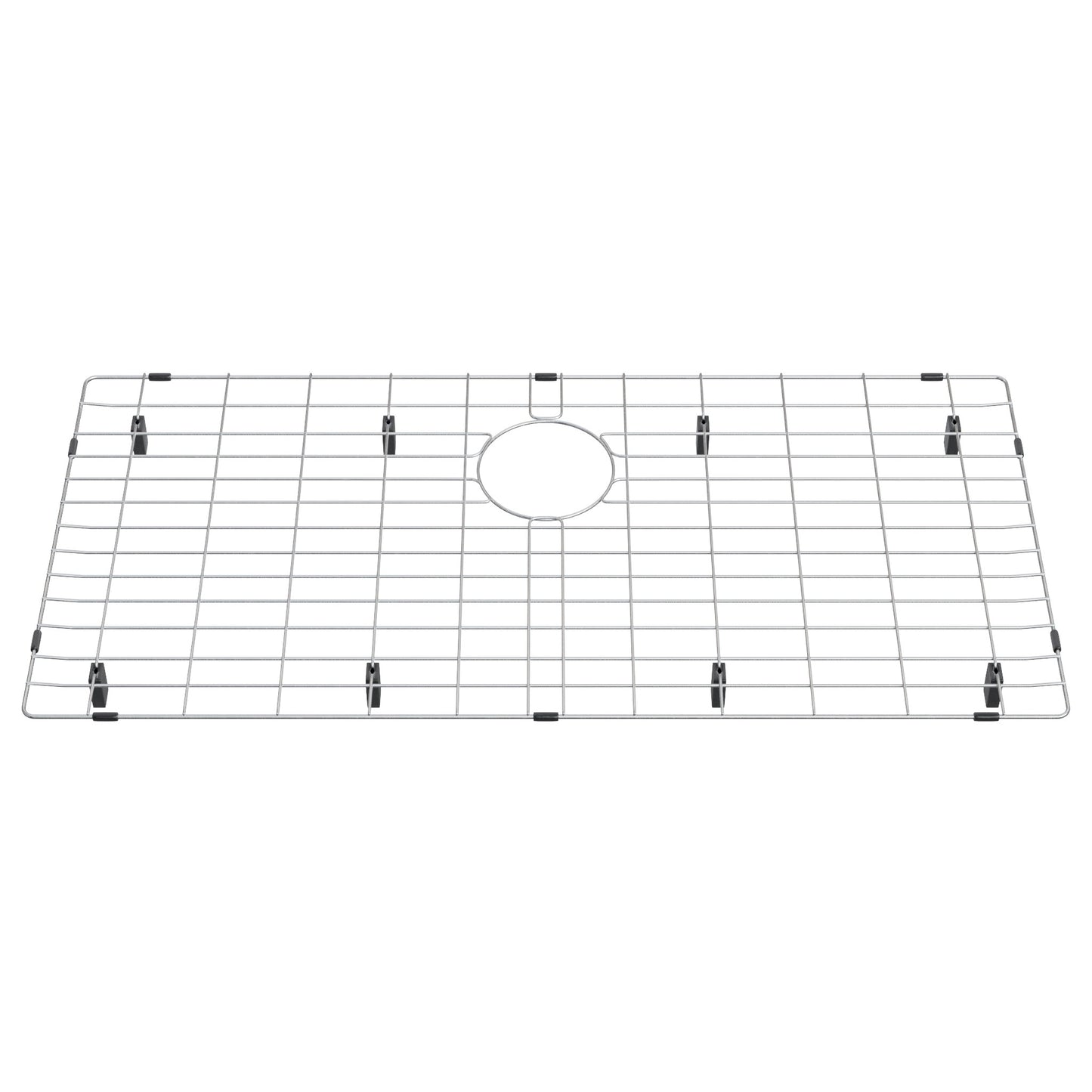 Novatto stainless steel rectangular kitchen sink grate measuring 28 x 14.5 inches, designed as a durable sink accessory.