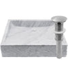 Natural Carrara White Marble Square Vessel Sink with Chiseled Exterior NOSV-CWSQ