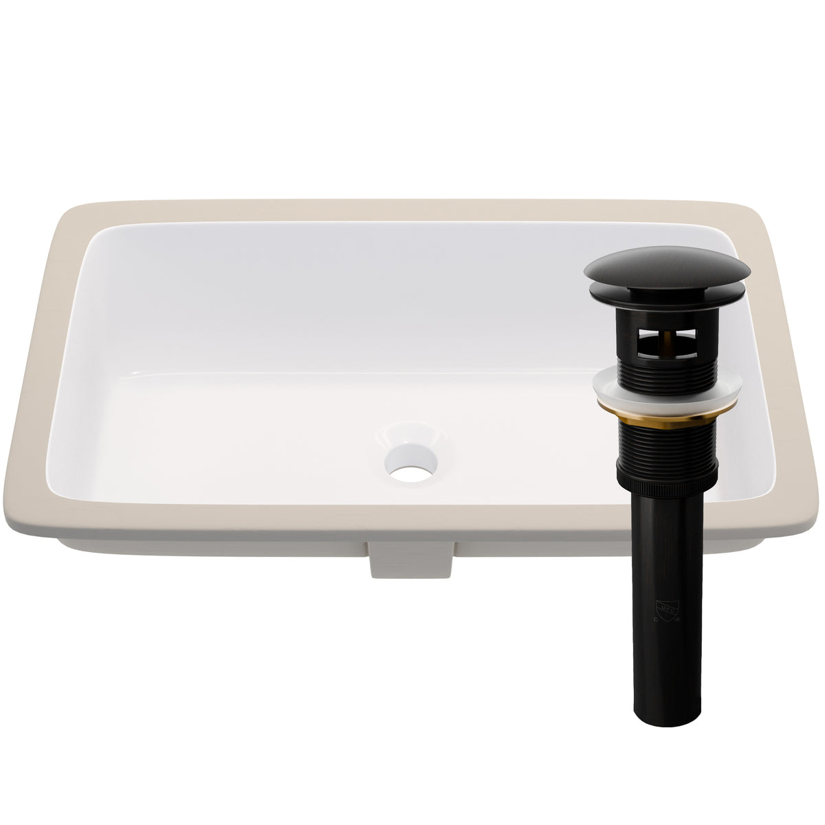Rectangular Undermount White Porcelain Sink with Overflow, NP-U233921