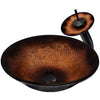 Round Black and Copper Glass Bath Sink Combo NSFC-008001ORB