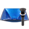 Blue Foiled Square Tempered Glass Vessel Bath Sink TIG-S132-287