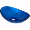 Blue Foiled Oval Tempered Glass Vessel Bath Sink TIG-S132-8031