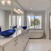 Blue Foiled Oval Tempered Glass Vessel Bath Sink TIG-S132-8031