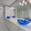 Blue Foiled Oval Tempered Glass Vessel Bath Sink TIG-S132-8031