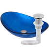 Blue Foiled Oval Tempered Glass Vessel Bath Sink TIG-S132-8031
