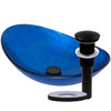 Blue Foiled Oval Tempered Glass Vessel Bath Sink TIG-S132-8031