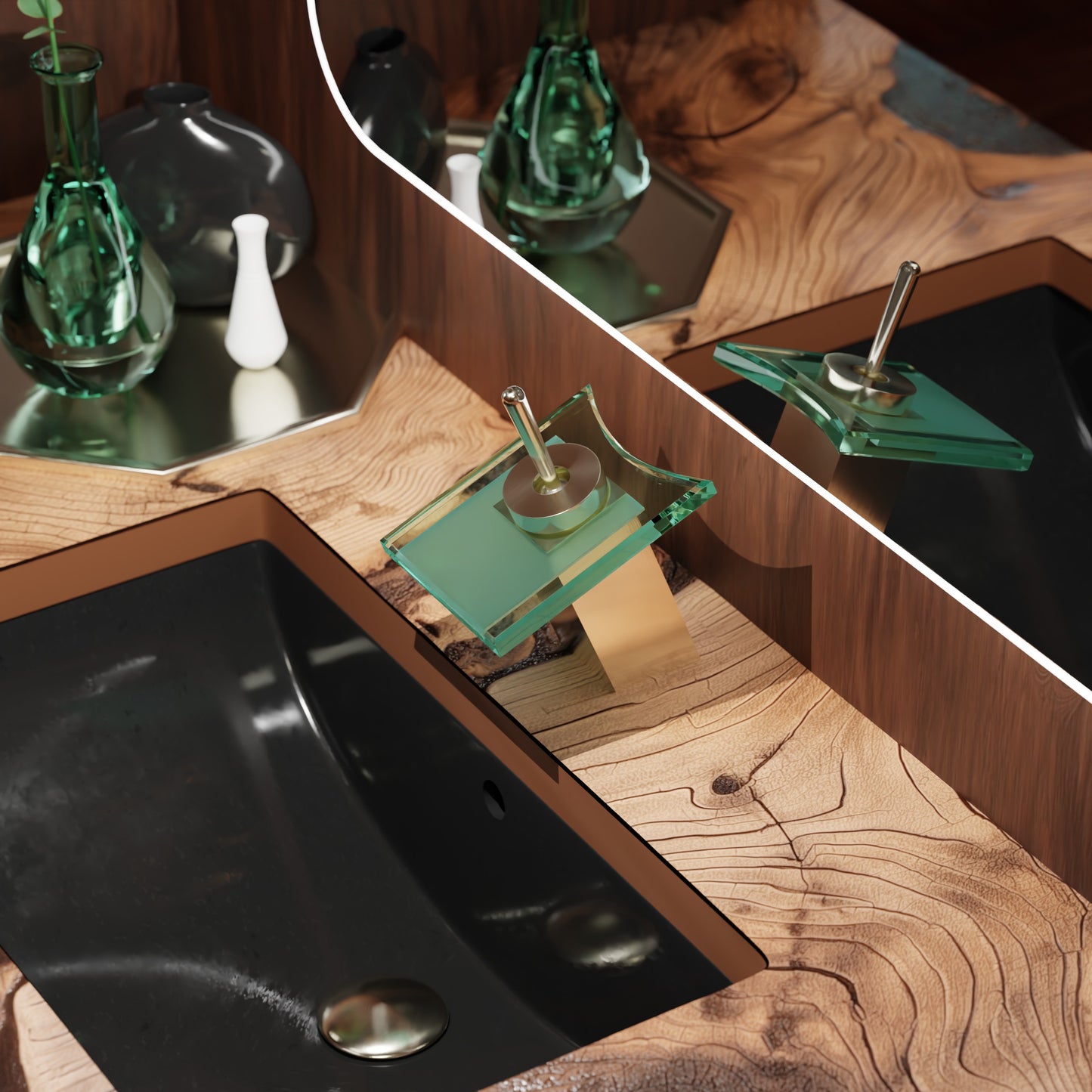 Rectangular Undermount Black Porcelain Sink with Overflow, NP-U193902FB