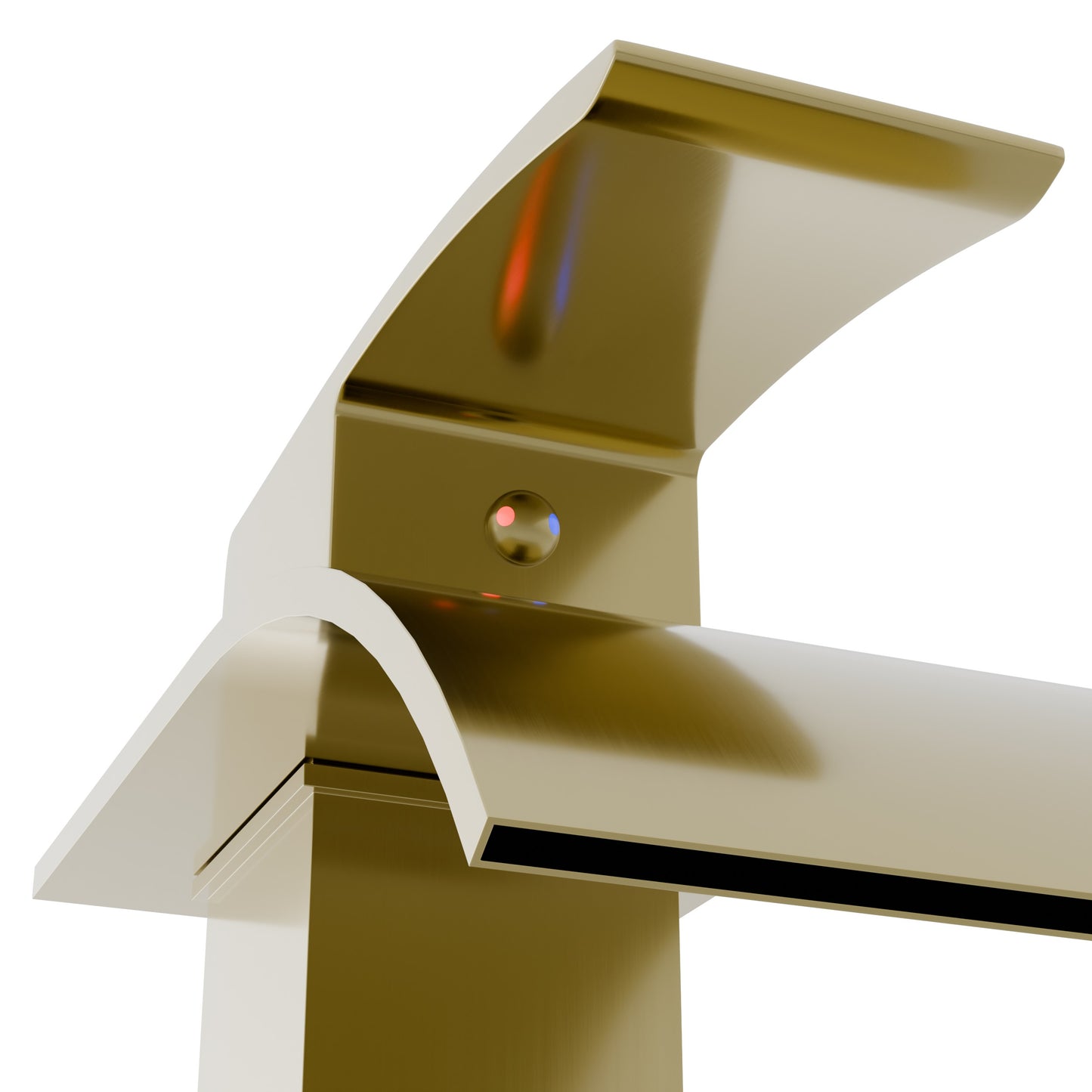 Close-up of Novatto Modern Remi single handle waterfall bath faucet from GF-136S series with sleek chrome finish.