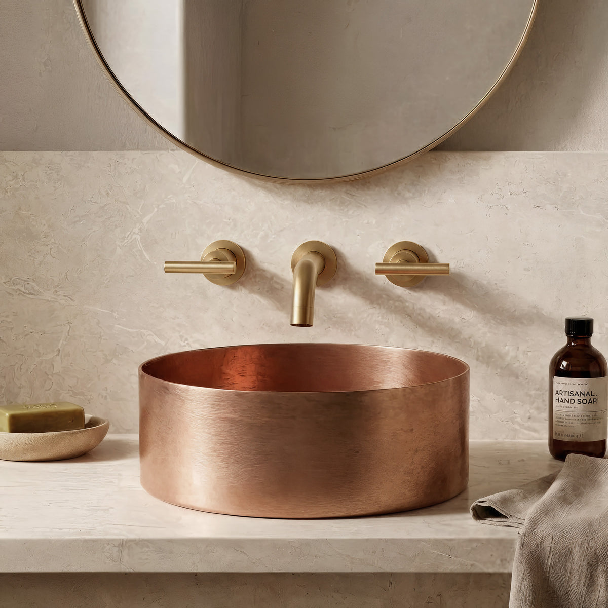 Modern Novatto Kennedy wall mount bathroom faucet with two handles, sleek design, and chrome finish.