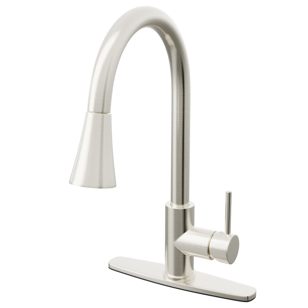 Dual Action Single-Handle Pull-Down Sprayer Kitchen Faucet w/ Deck Plate, NKF-H14