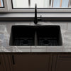 Double Bowl Undermount Granite Composite Sink in Absolute Black - NKGC-5050UND-AB