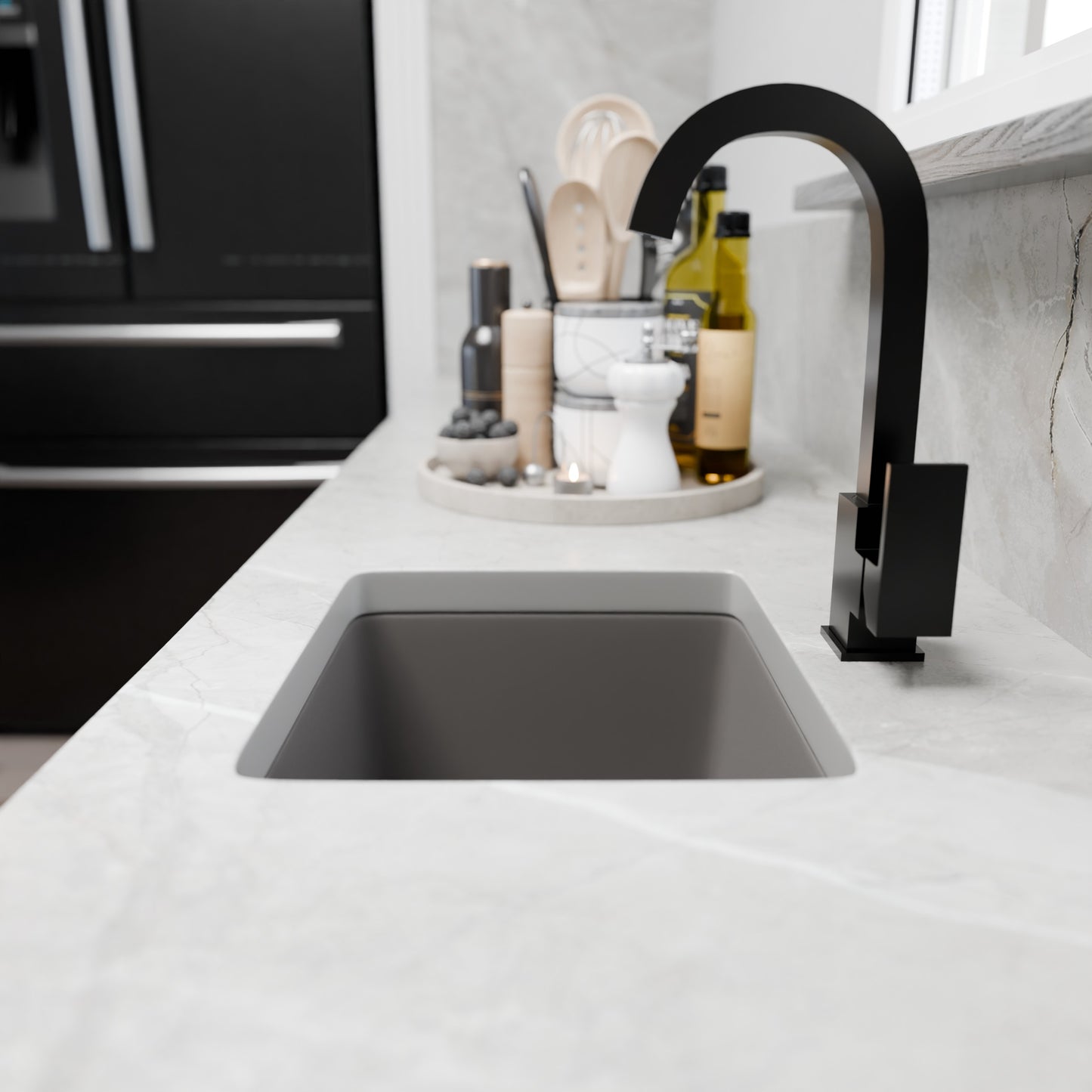 BAJA 18" x 16" Granite Composite Bar Sink in Ash - NKGC-SBBAR-AS