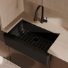 Single Bowl Farmhouse Granite Composite Sink in Absolute Black - NKGC-SBFARM-AB