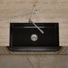 Single Bowl Kitchen Sink in Black Granite with Natural Chiseled Apron - NKS-SBNAN