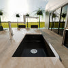 Single Bowl Kitchen Sink in Black Granite with Natural Chiseled Apron - NKS-SBNAN