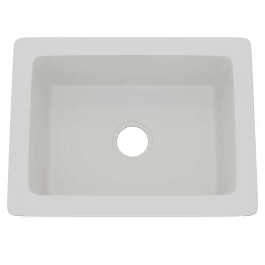 Novatto StoneCore Alpine White 24-inch single bowl bar sink with sleek design, suitable for kitchen or bar installation.