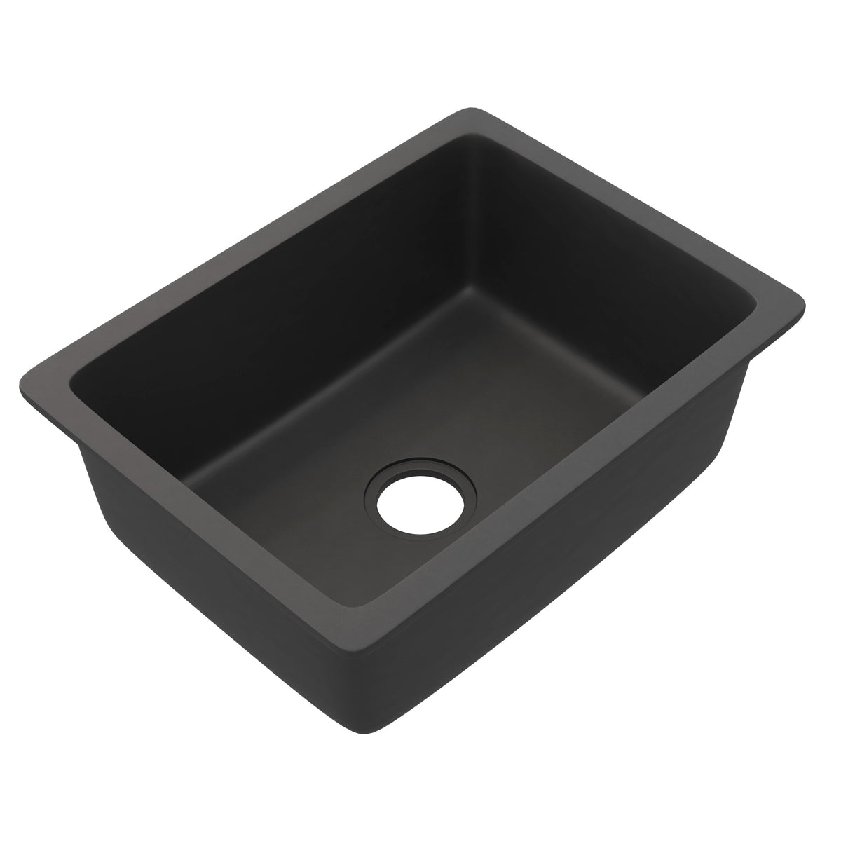 Novatto StoneCore graphite 24-inch single bowl bar sink with smooth finish, ideal for kitchen or bar use.