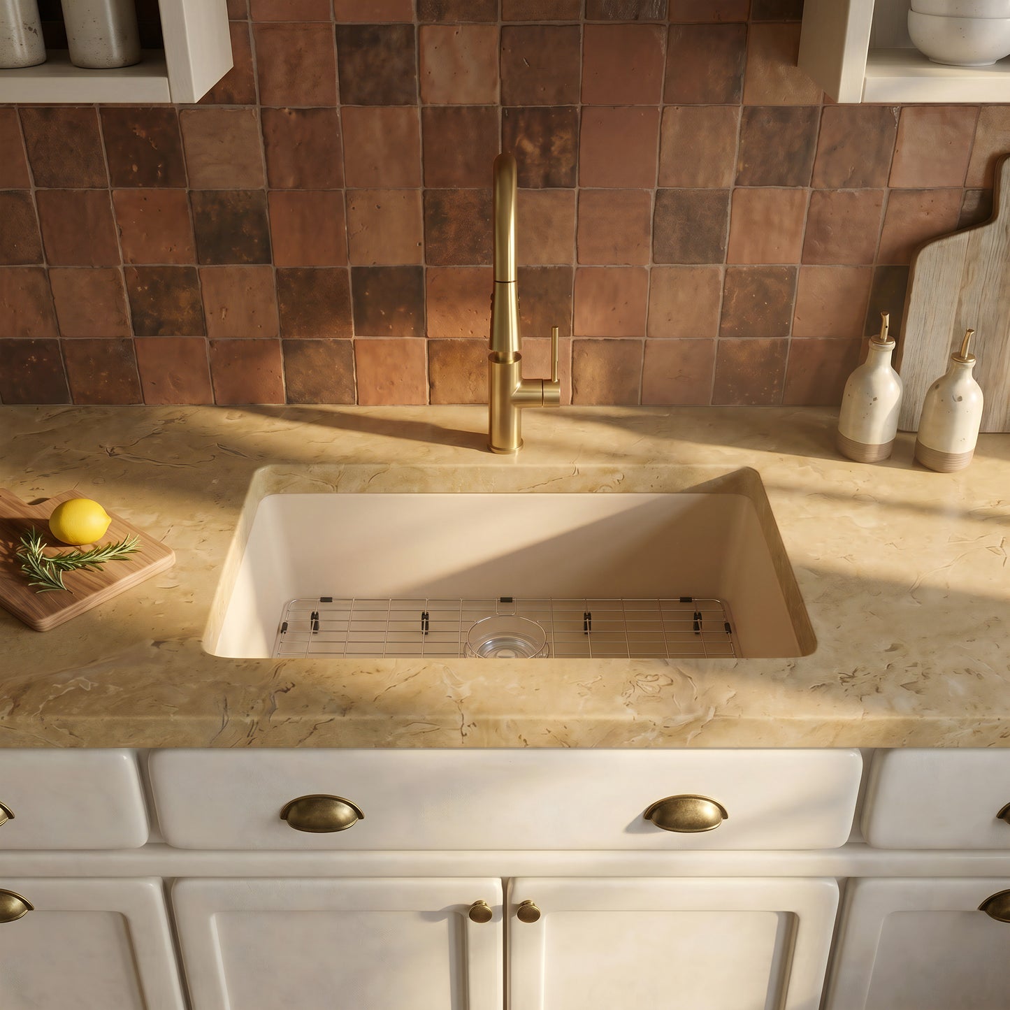 StoneCore 30-inch Single Bowl Kitchen Sink in Sandstone - NKS-SC30SB-SNDS