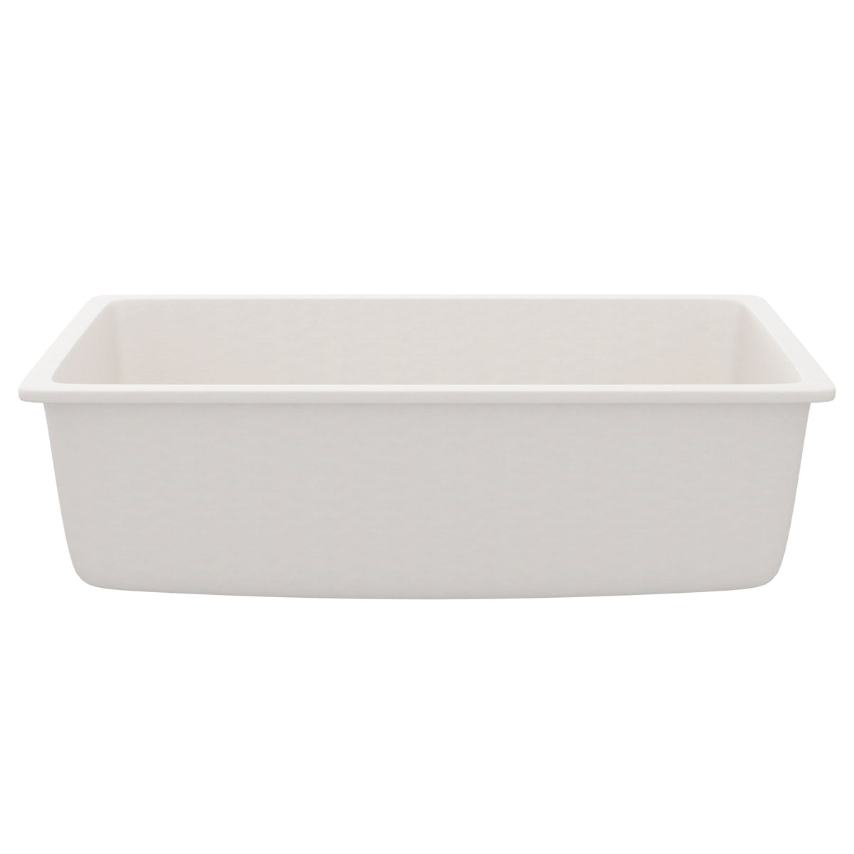 Novatto StoneCore 30-inch single bowl kitchen sink in sandstone, showcasing smooth finish and durable design.