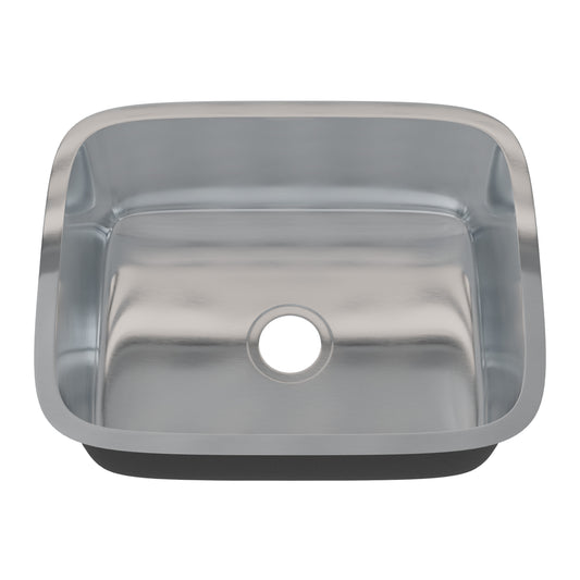 Novatto Classic 23-inch single bowl stainless steel kitchen/bar sink with smooth finish and spacious basin.
