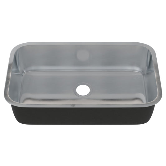Novatto 32-inch stainless steel kitchen sink with single bowl, sleek design, and durable construction.