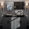 Hand Painted Black and Silver Rectangle Glass Vessel Bath Sink NOHP-G012-199