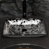Hand Painted Black and Silver Rectangle Glass Vessel Bath Sink NOHP-G012-199