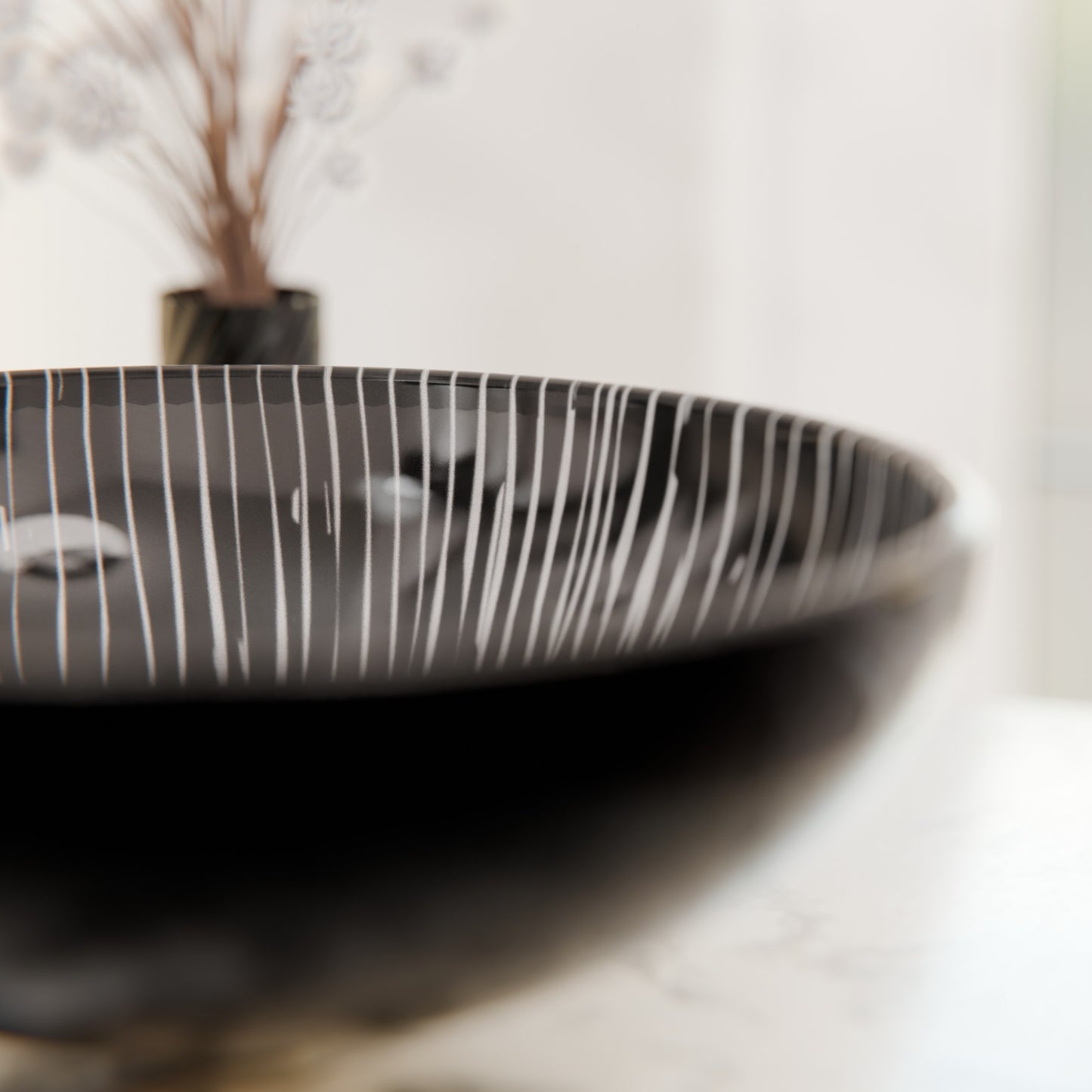 Round Hand Painted Black/Silver Glass Sink Combo Series NSFC-023001