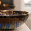 Blue and Silver Painted Glass Bathroom Vessel Sink, NOHP-G051