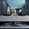 Blue and Black Rectangle Glass Vessel Bath Sink NOHP-G19034