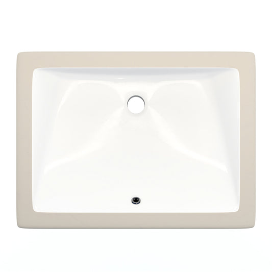 Rectangular white porcelain vessel sink with overflow, Novatto NP-U193906, top view showcasing smooth, clean surface and modern design.