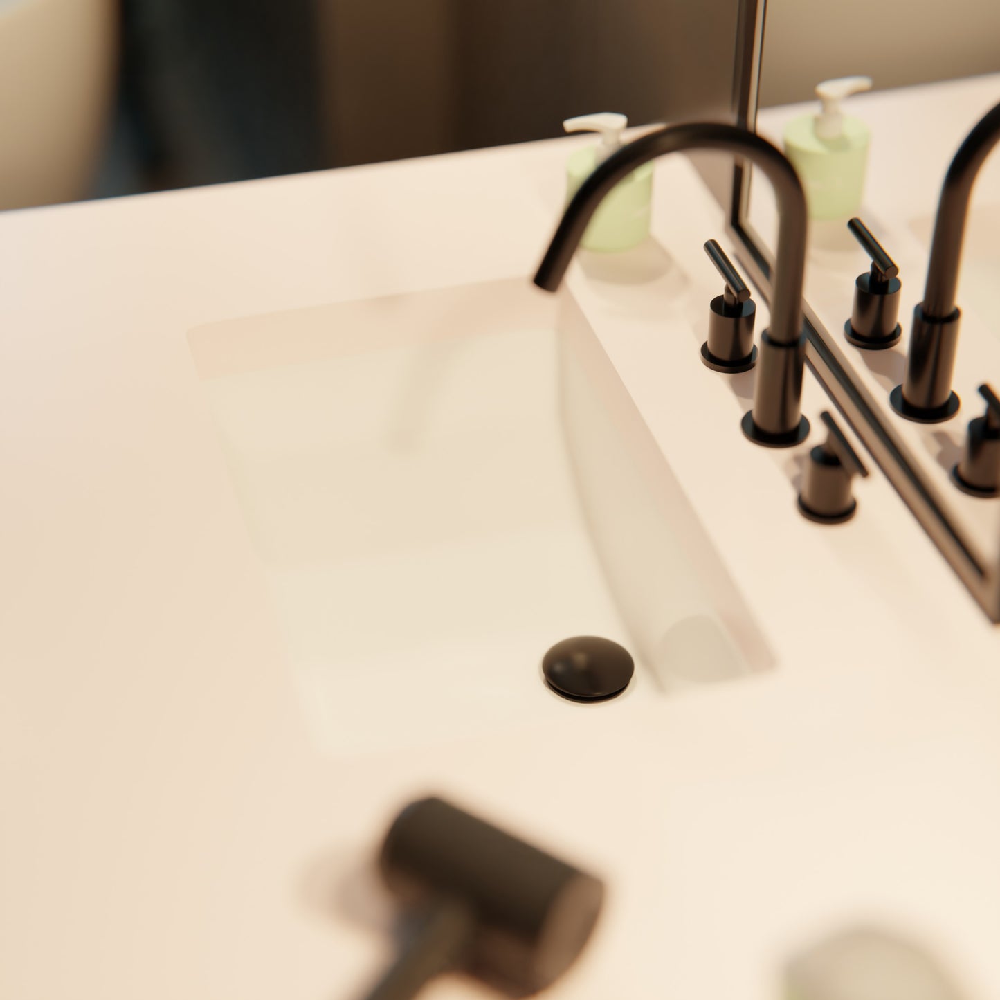 Close-up of Novatto 112-HNDL Series single lever handle for plumbing fixtures, dark finish with detailed design.