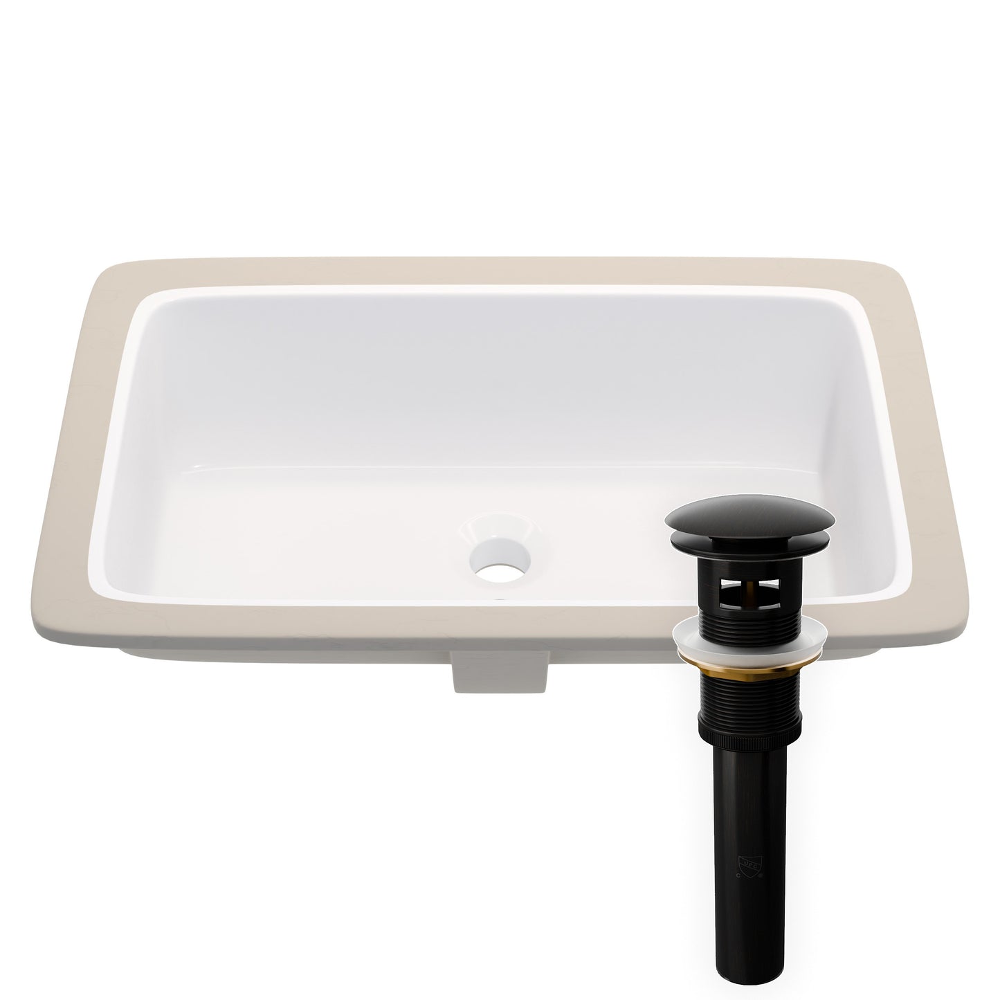 Rectangular Undermount White Porcelain Sink with Overflow, NP-U233921