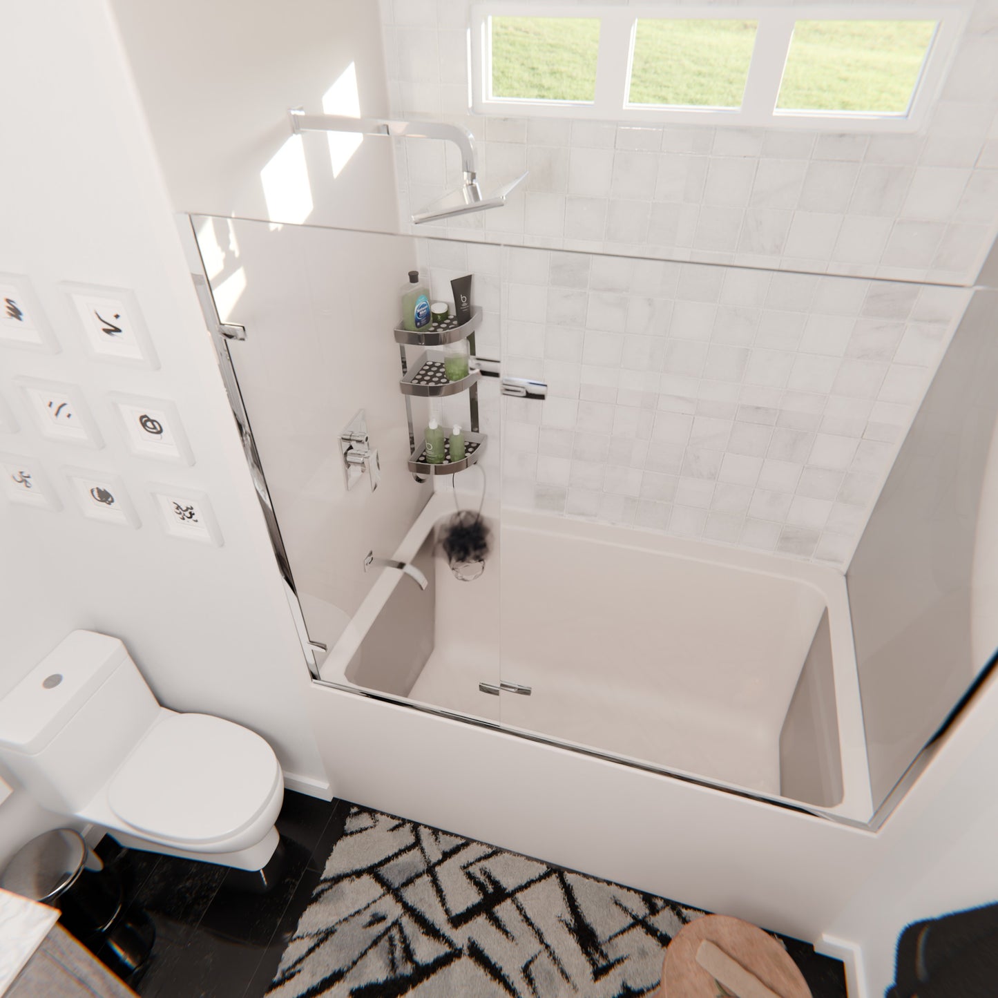 Novatto ARTIN Shower and Bathtub Combo Set with rough-in valve, featuring modern fixtures and sleek design.