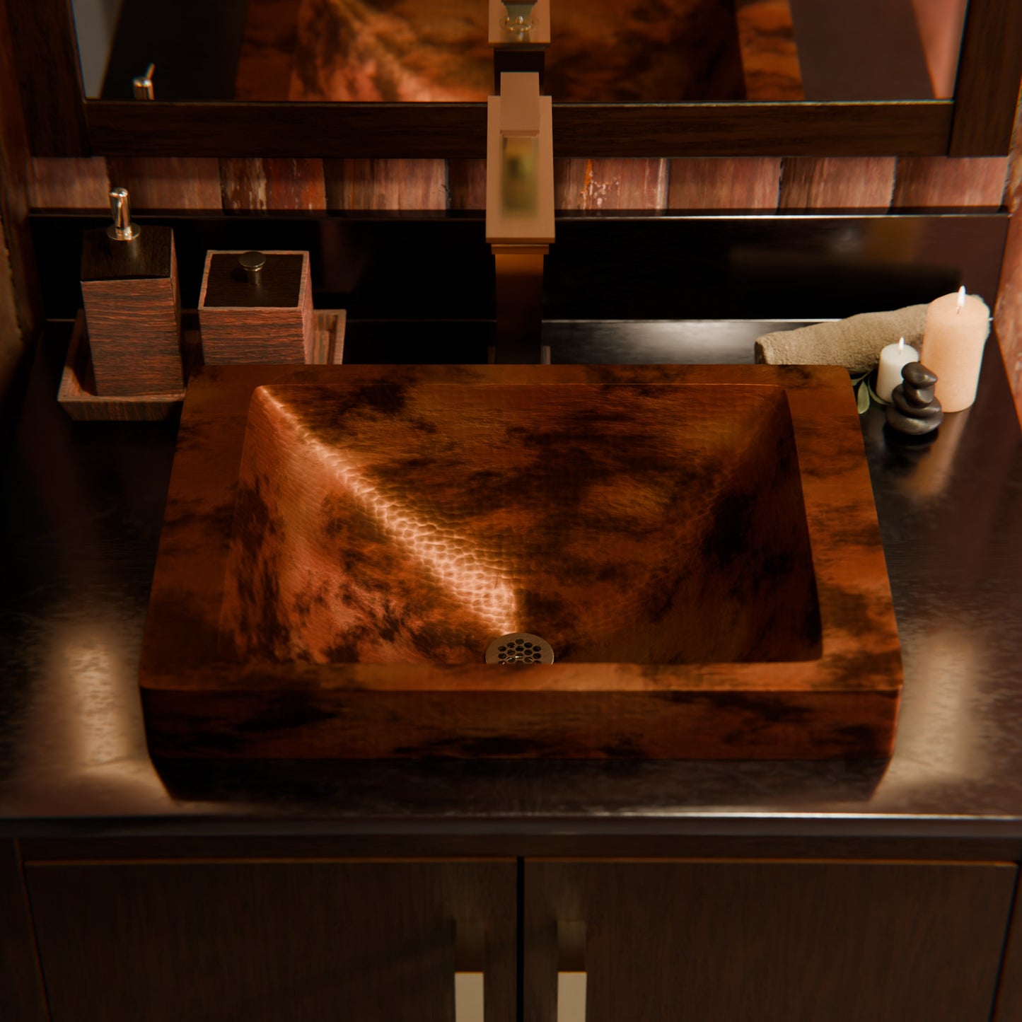 Rectangular Copper Drop-In Bath Sink in Natural TCU-013NA