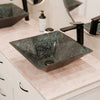 Black Silver Hand Foiled Square Tempered Glass Vessel Bathroom Sink TIG-S217-287