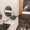 Black Silver Hand Foiled Square Tempered Glass Vessel Bathroom Sink TIG-S217-287