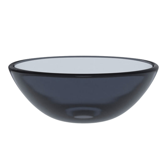 Mini 12" Clear Slate Grey Round Glass Vessel Bath Sink, TIS-168G-12