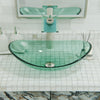 Clear Green Oval Slipper Glass Vessel Sink TIS-324GN