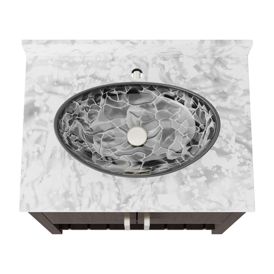 Novatto 30-inch bath vanity with Carrara white marble countertop and integrated sink, modern bathroom accessory.