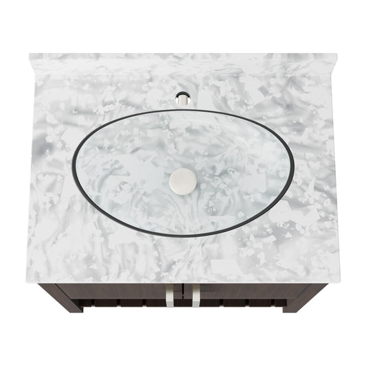 30-inch Novatto bathroom vanity with Carrara white marble counter and sink, featuring sleek modern design and polished finish.