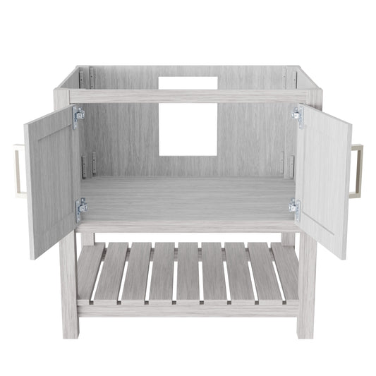 30-inch Storm Grey Novatto bath vanity with sleek design and modern hardware, showcasing its stylish bathroom accessory.