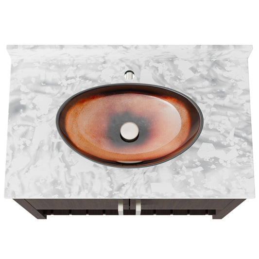 Novatto 36-inch bath vanity with Carrara white marble counter and integrated sink, showcasing elegant bathroom accessory design.