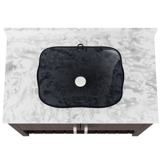 36-inch Bath Vanity with Carrara White Marble Counter and Sink - NOBV-36CM-CAR-317G