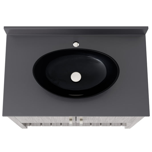 36-inch Bath Vanity with Storm Grey Quartz Counter and Sink - NOBV-36SG-280-324G