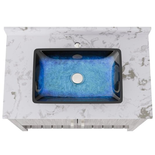 36-inch Novatto bath vanity with cafe mocha quartz countertop and sink, showcasing sleek bathroom accessory design.