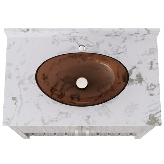 Novatto 36-inch bath vanity with cafe mocha quartz countertop and sink, showcasing elegant bathroom accessory design.