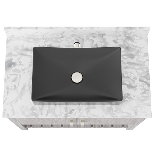 36-inch Bath Vanity with Carrara White Marble Counter and Sink - NOBV-36SG-CAR-1141MB