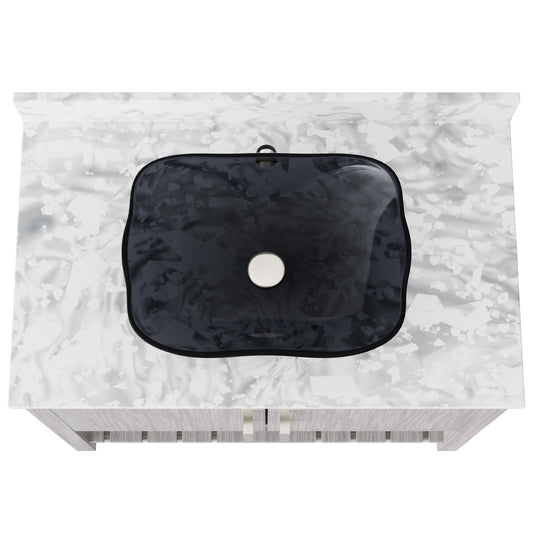 36-inch Bath Vanity with Carrara White Marble Counter and Sink - NOBV-36SG-CAR-317G