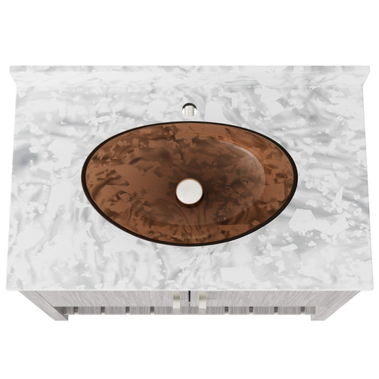 36-inch Bath Vanity with Carrara White Marble Counter and Sink - NOBV-36SG-CAR-324T